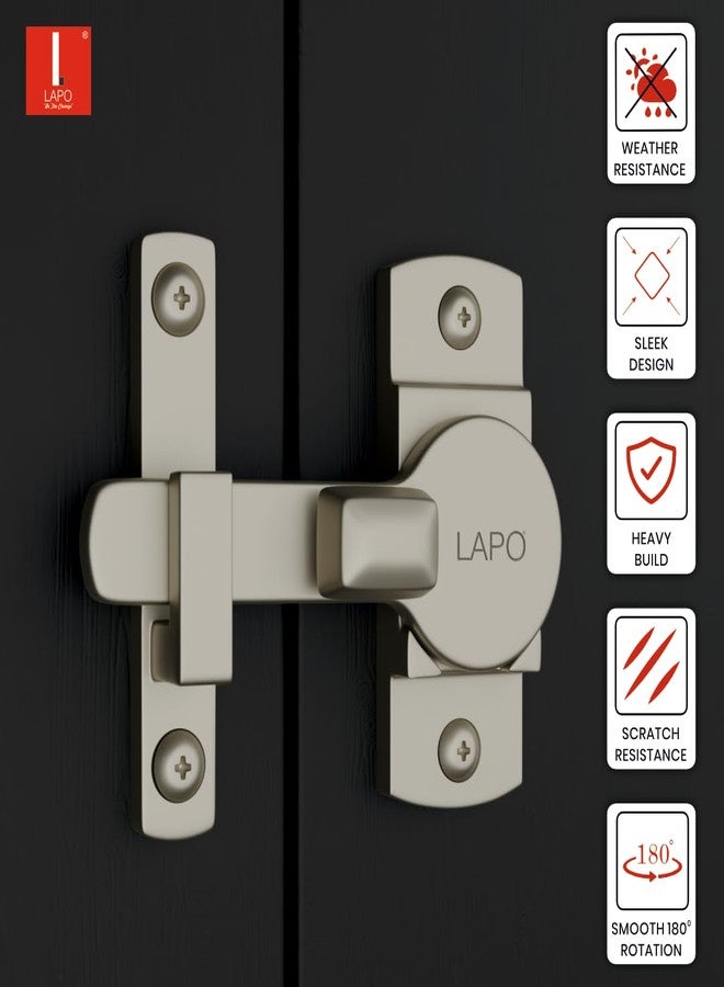 LAPO 1 Piece Latch Lock for Bathroom, 180 Degree Baby Latch, Zinc Sliding Door Lock, Flip Latch for Bedroom, Balcony, Storeroom (Satin Matt) - Image 3